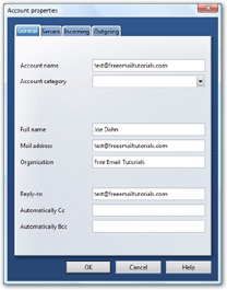 General properties for email accounts in Opera Mail