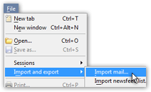 Import old emails from the File menu in Opera