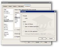 Setting the default email client for Opera - separate from Windows' default mail handler