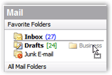 Dragging an email folder to the Favorite Folders area in Outlook 2003