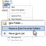 Removing an email folder from the Favorite Folders in Outlook 2003