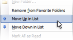 Moving up or down a Favorite Folder in Outlook 2003