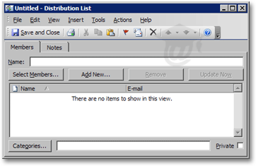 Creating a new distribution list in Outlook 2003