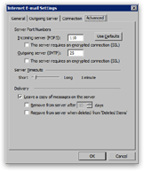 Advanced email account settings in Outlook 2003