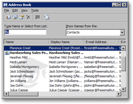 Quick search for a contact in Outlook 2003's address book