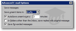 Save Messages options under Advanced Options in Outlook 2003
