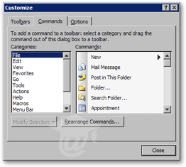 Outlook 2003's Customize Dialog/Commands