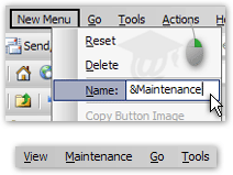 Renaming a custom menu in Outlook 2003