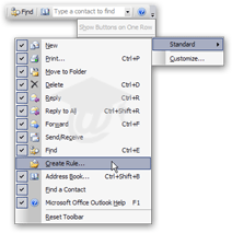 Adding or removing buttons to Outlook 2003's Standard Toolbar