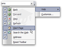 Adding or removing buttons to Outlook 2003's Web Toolbar