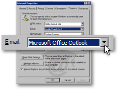 Setting Outlook 2003 as the default email client using Windows' settings