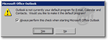 Outlook 2003 checking if it is (or should be) the default email client ('default mail handler') on your computer