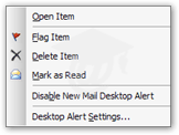 Desktop Alert menu in Microsoft Outlook 2003