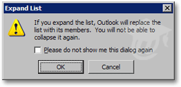 Expanding a distribution list in Outlook 2003