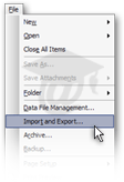 Importing email accounts settings in Outlook 2003