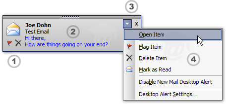 Outlook 2003's new mail Desktop Alert
