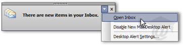 Multiple new emails alert drop-down menu in Outlook 2003