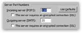 Outlook 2003 settings: TCP/IP port numbers