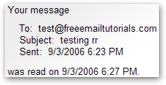A read receipt confirmation in Outlook 2003