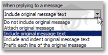 Email reply options in Outlook 2003