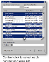 Select multiple members for your distribution list in Outlook 2003