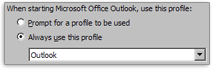 Choose the default profile in Outlook 2003