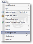 Accessing your email accounts' settings in Outlook 2003