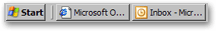 Minimized, Outlook 2003's button hidden from the Windows taskbar