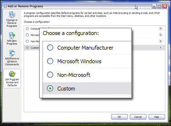 Customize Windows' default program settings and application options