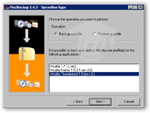 Select Thunderbird in MozBackup