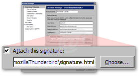 Attach email signature in Thunderbird