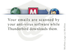 Your emails are scanned by your anti-virus software while Thunderbird downloads them.