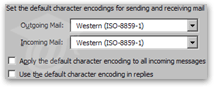 Character encoding options in Mozilla Thunderbird