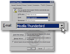 Setting Thunderbird as the default email client using Windows' settings