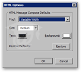 Thunderbird's HTML settings