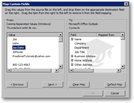 Importing into Outlook 2003 a Thunderbird-exported address book