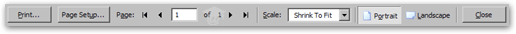Thunderbird's print preview toolbar