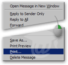 Print from an email's context menu in Mozilla Thunderbird
