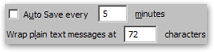 Thunderbird's auto-save and wrap-line options