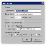 Configure settings for an SMTP server in Thunderbird