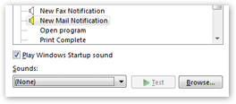 Disable the new email sound in Windows Vista
