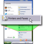 Set the default printers and faxes in Windows XP