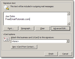 Type and format your new email signature
