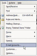 Voeg nieuwe e-mailaccounts toe in Outlook 2003