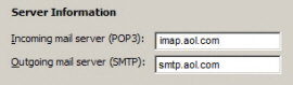 AOL Mail server settings for Outlook