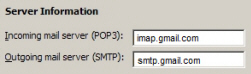 Gmail's mail server settings for Outlook