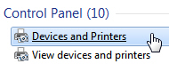 Access devices and printers in the Windows 7 Control Panel