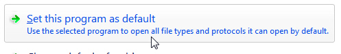 Click to choose the selected email program as default on your Windows 7 computer