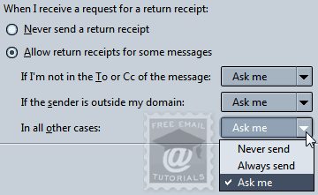 Configure your incoming read receipt options in SeaMonkey