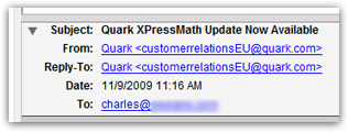 Thunderbird email header